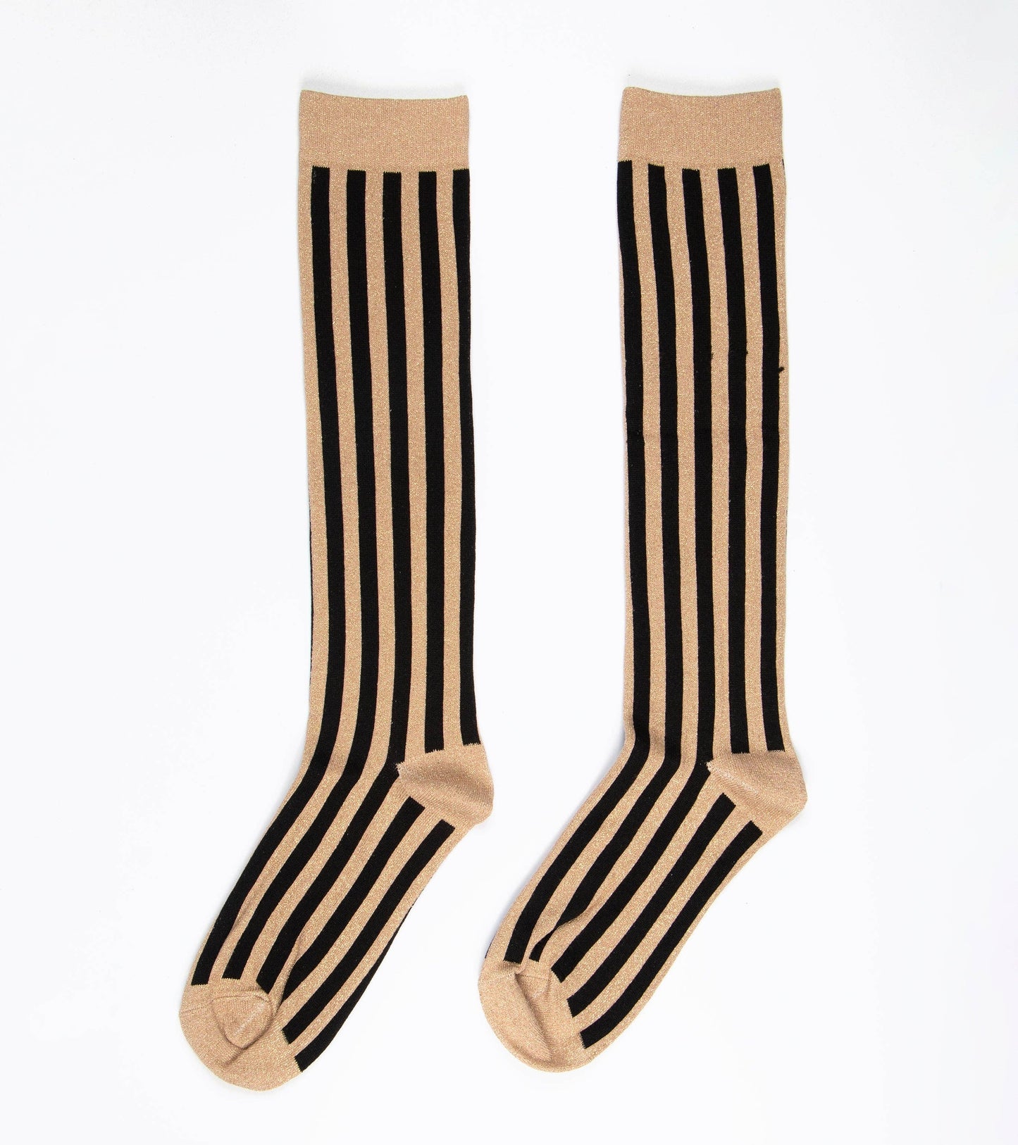 Sock Talk - Women's Knee High Glitter Socks - Black/Gold, Stripe
