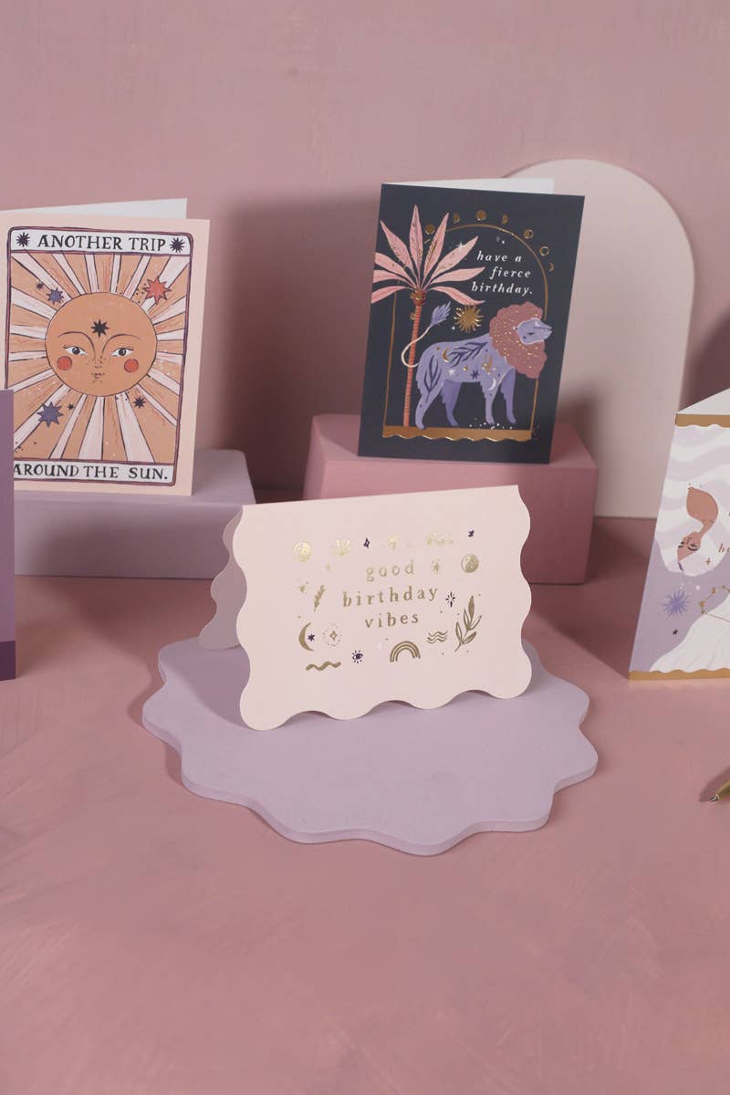 Sister Paper Co. - Good Vibes Birthday Card | Greeting Cards | Minimalist Card CSC04