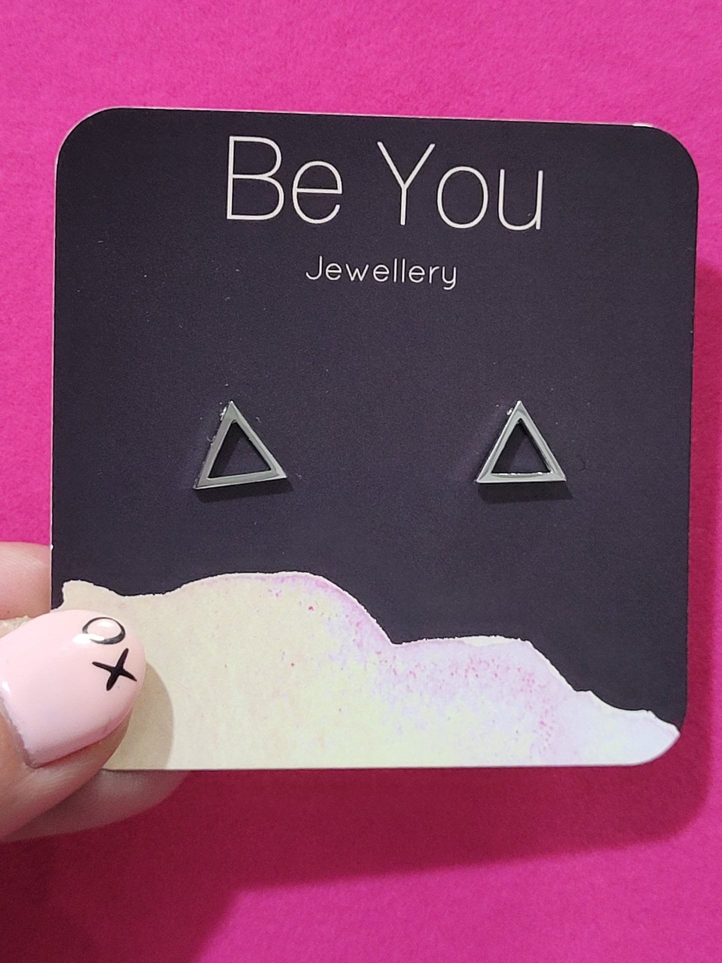 Stainless Steel Silver Studs Open Triangle BUSS13