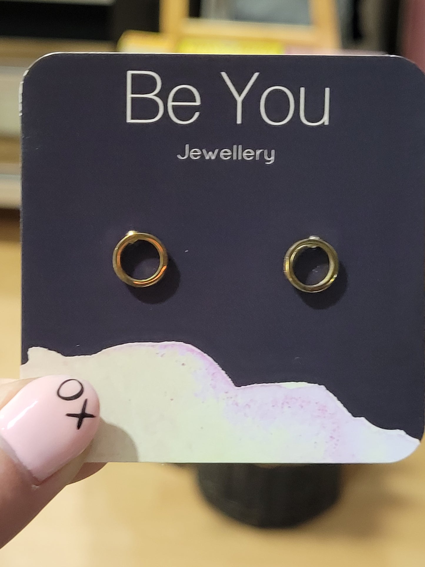 Stainless Steel Gold Studs Geo Simple Circle BUGS24