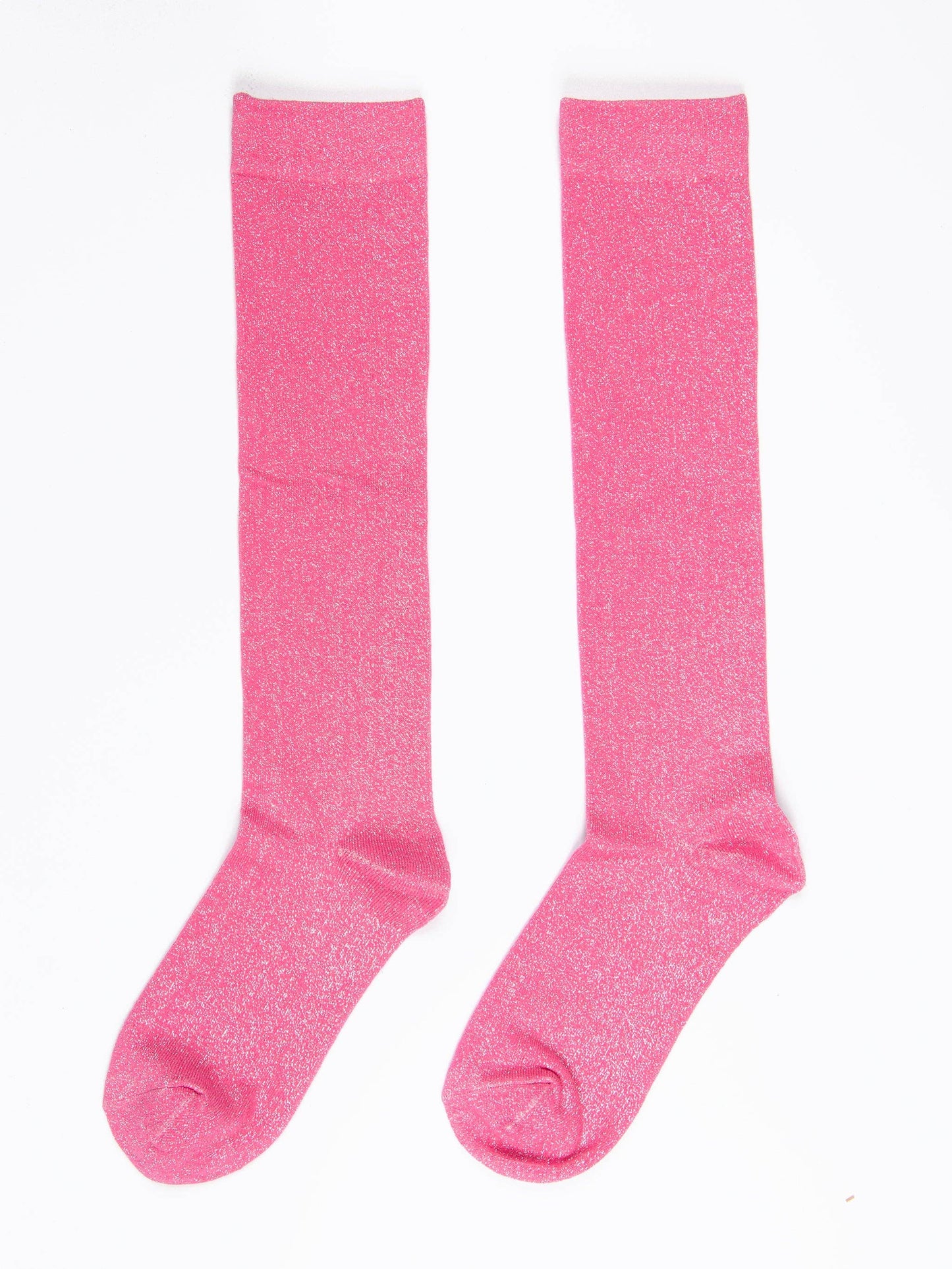 Sock Talk - Women's Knee High Glitter Socks - Hot Pink