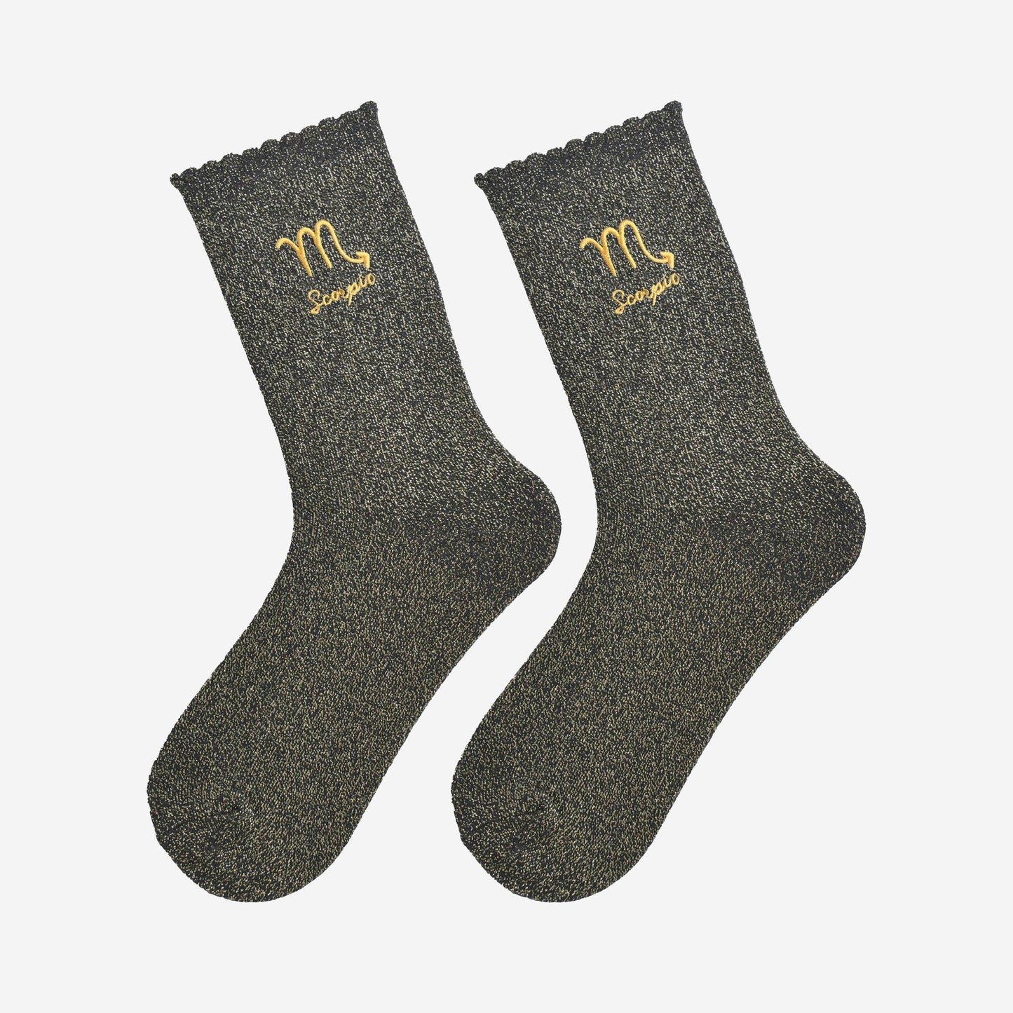 Sock Talk - Women's Glitter Socks - Black/Gold, Zodiac Scorpio