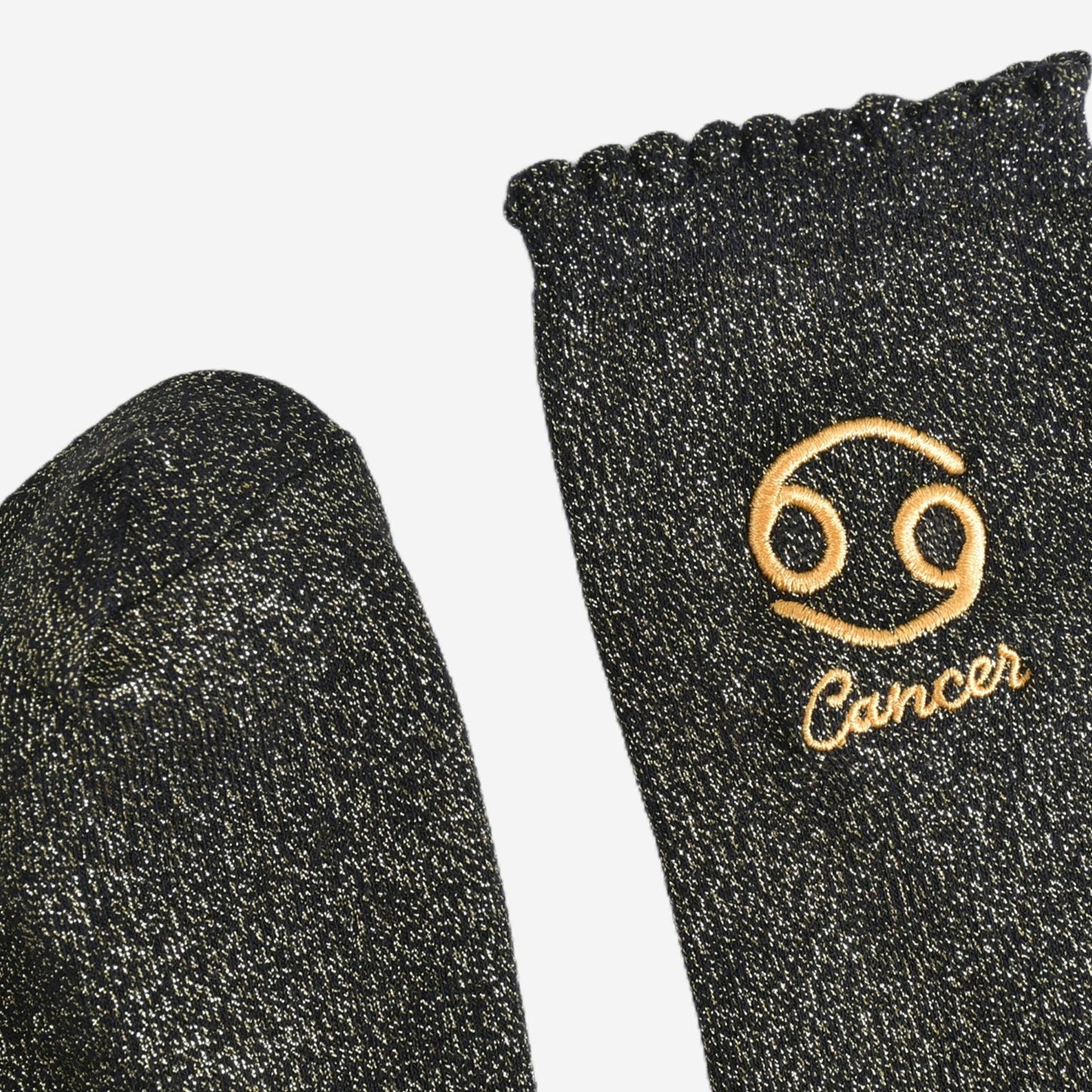Sock Talk - Women's Glitter Socks - Black/Gold, Zodiac Cancer