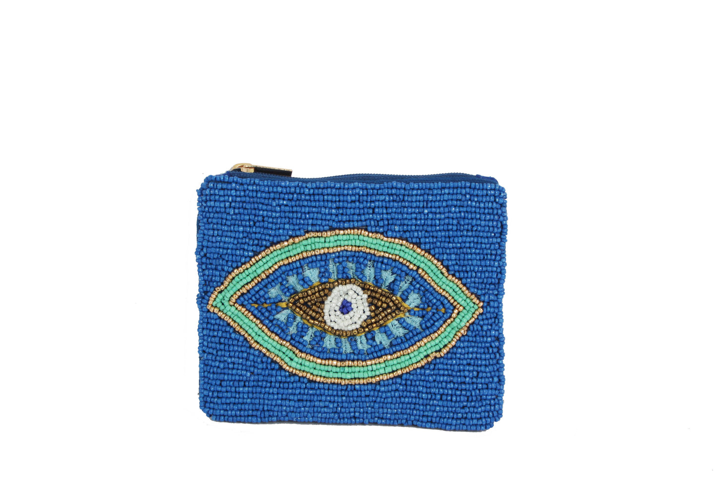 Nima Accessories Inc - Ladies Blue Fully Beaded Evil Eye Coin Purse