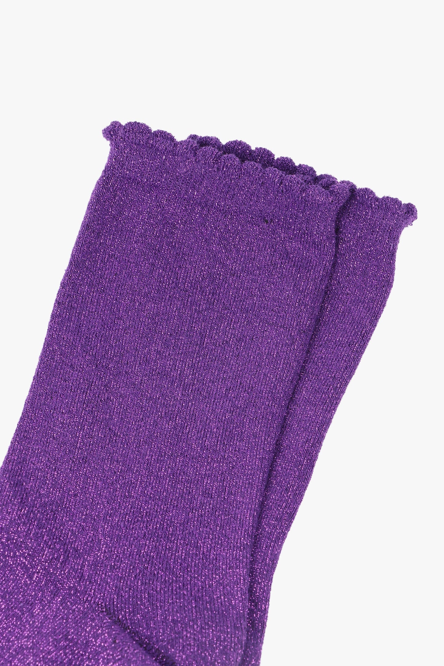 Sock Talk - Purple All Over Glitter Socks with Scalloped Cuff