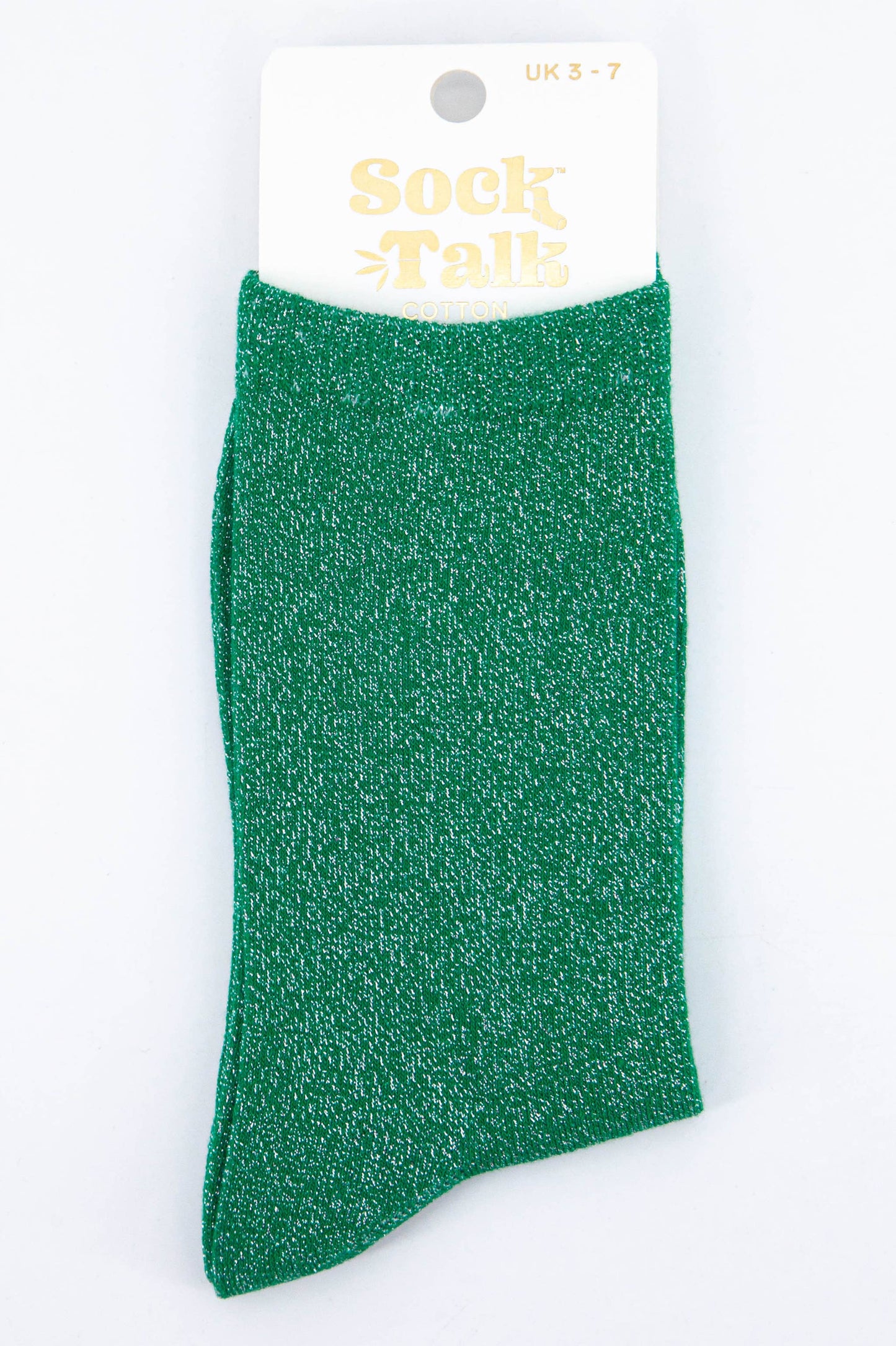 Sock Talk - Womens Glitter Socks Silver Sparkly Ankle Socks Green