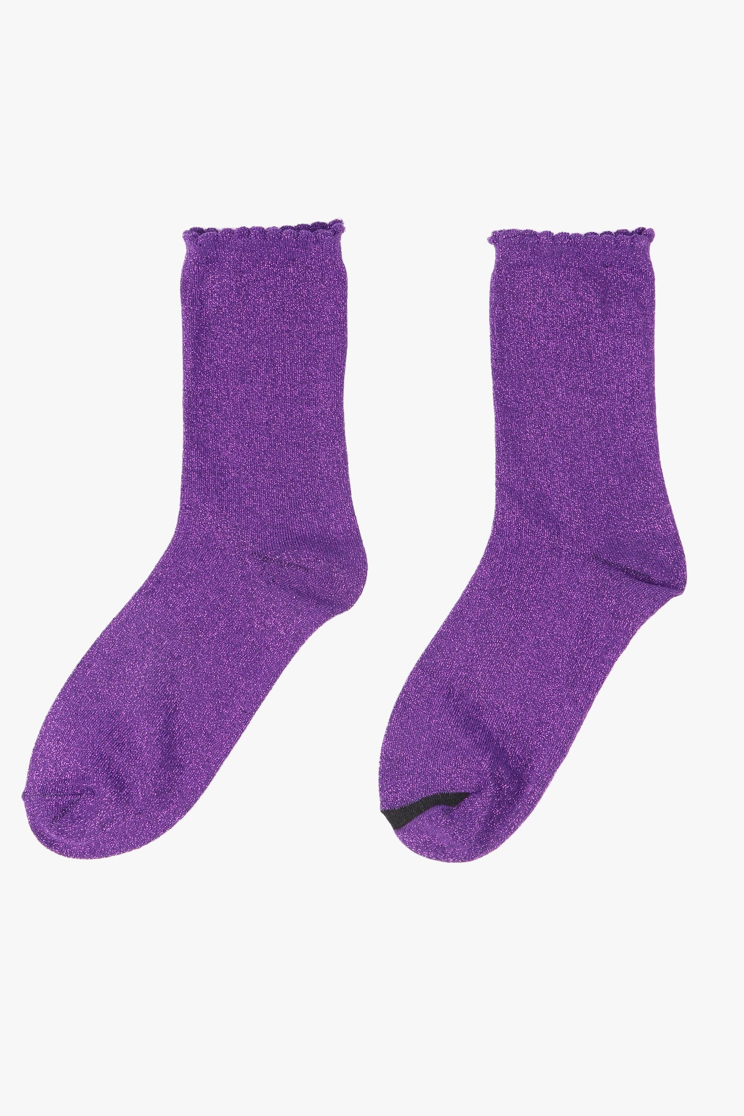 Sock Talk - Purple All Over Glitter Socks with Scalloped Cuff