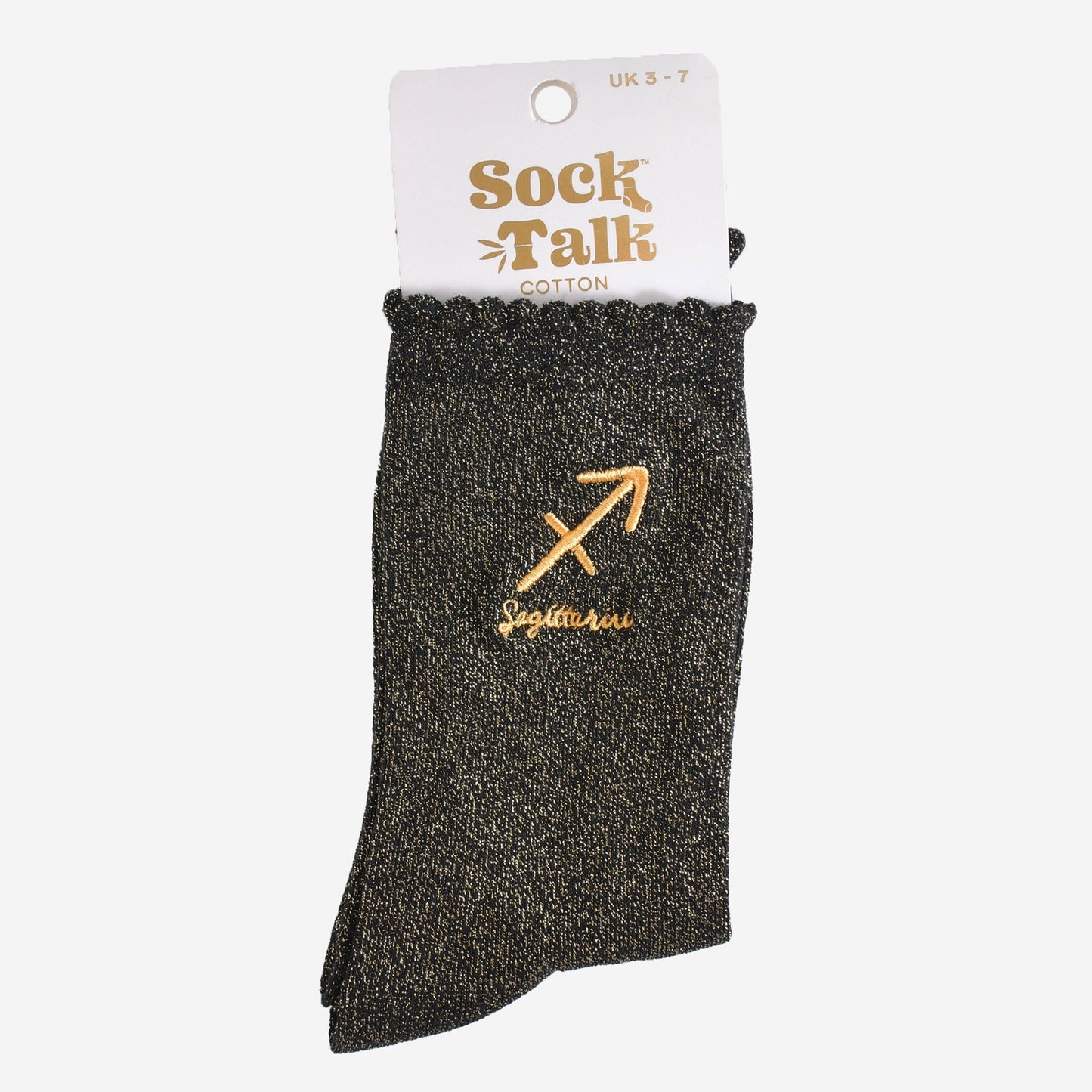 Sock Talk - Women's Glitter Socks - Black/Gold, Zodiac Sagittarius