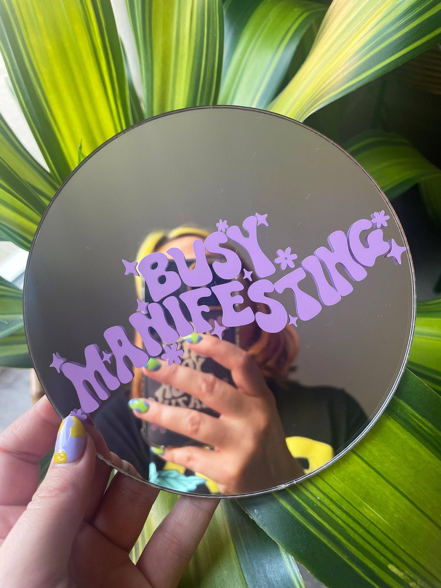 Printed Weird - Busy Manifesting Disc Mirror