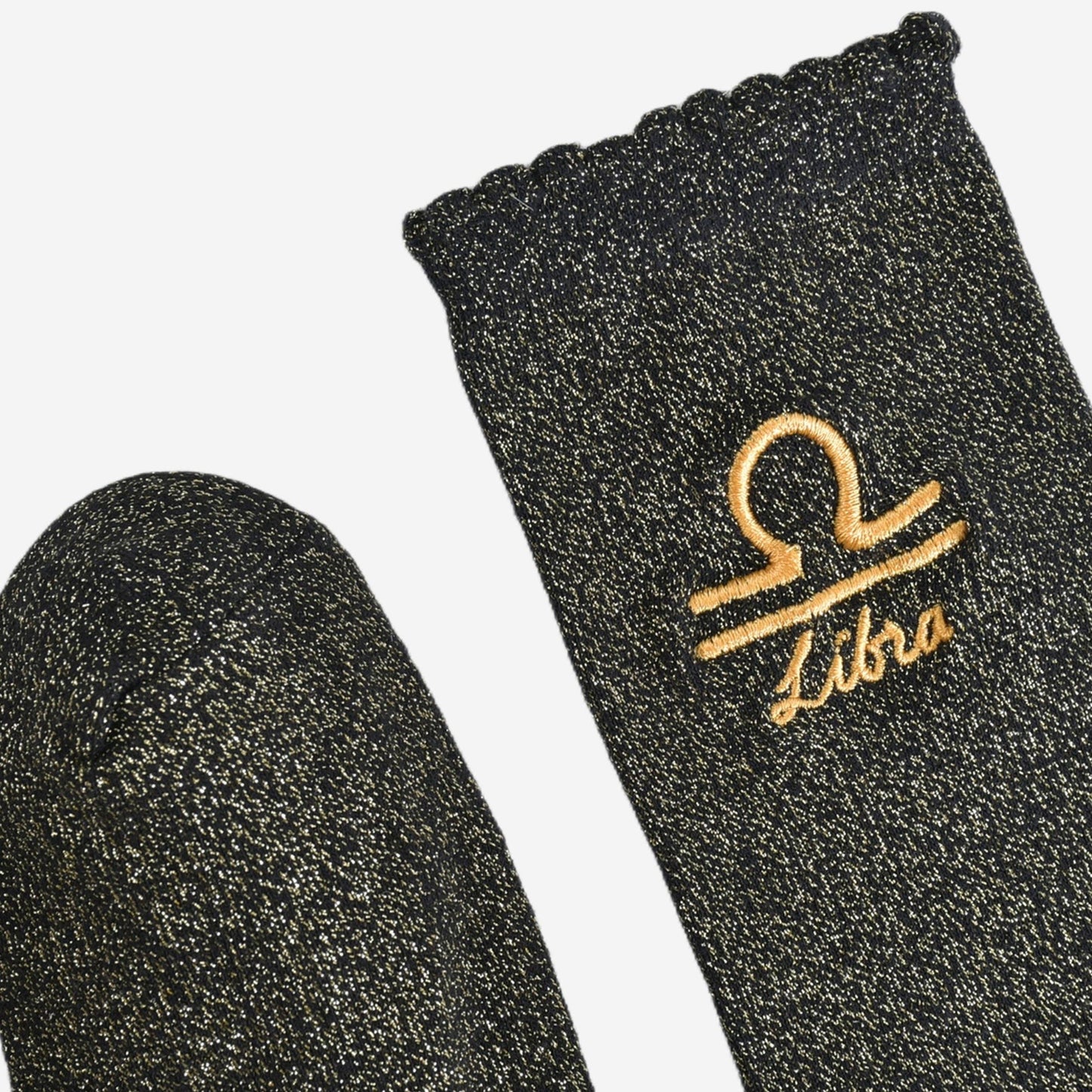 Sock Talk - Women's Glitter Socks - Black/Gold, Zodiac Libra