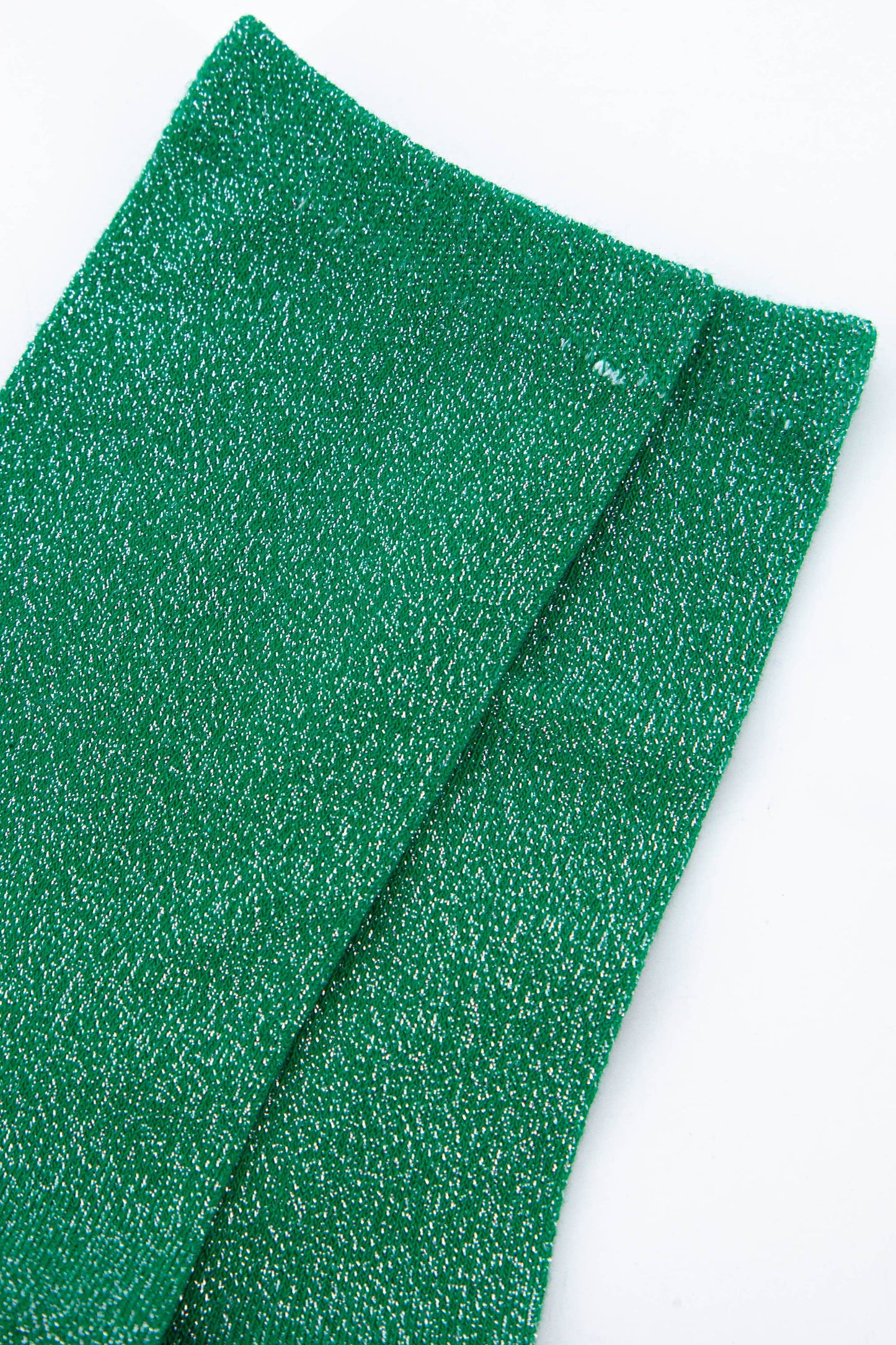 Sock Talk - Womens Glitter Socks Silver Sparkly Ankle Socks Green