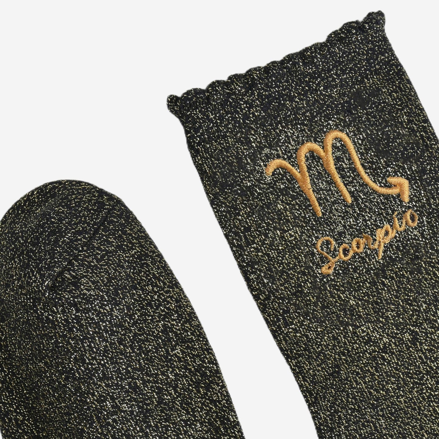 Sock Talk - Women's Glitter Socks - Black/Gold, Zodiac Scorpio