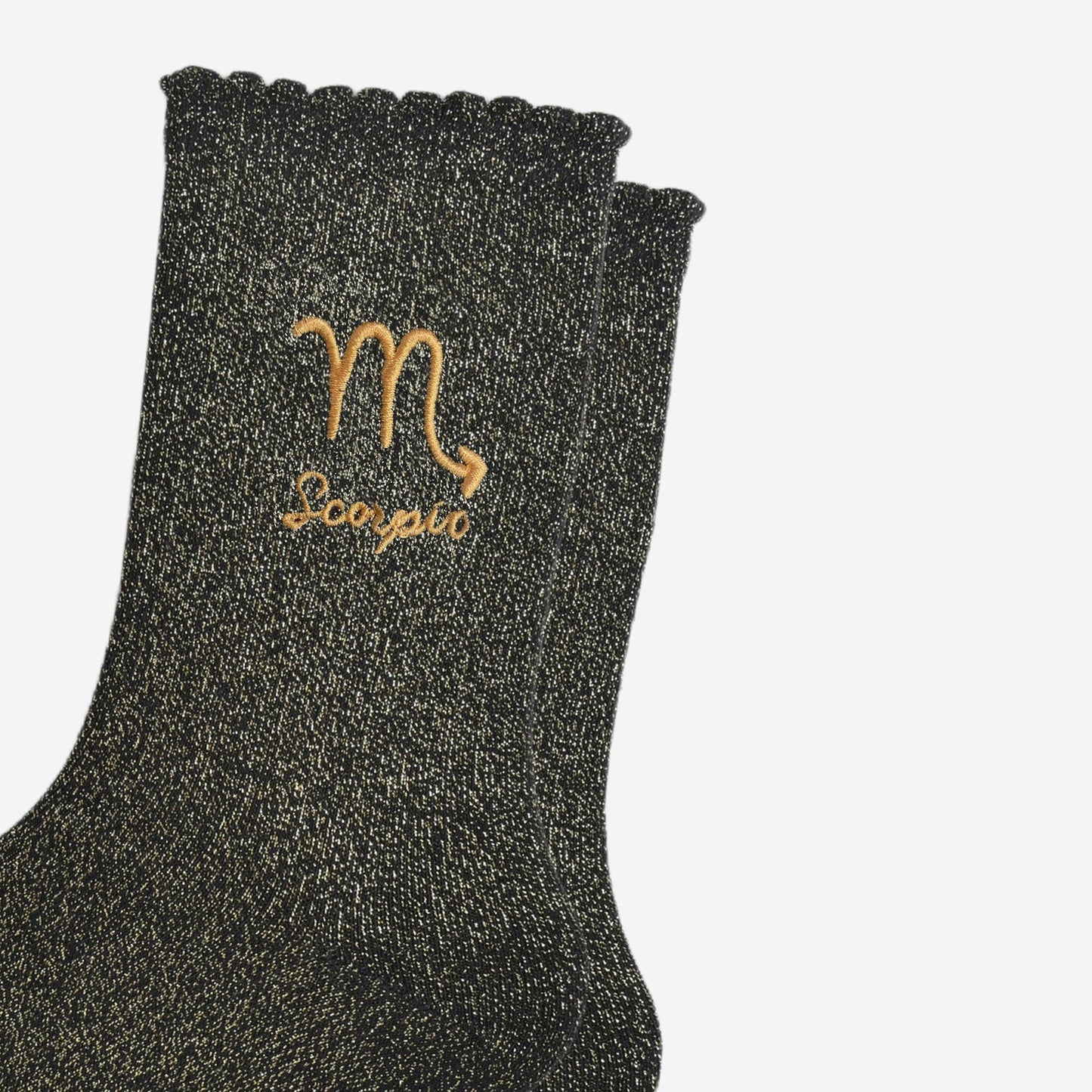 Sock Talk - Women's Glitter Socks - Black/Gold, Zodiac Scorpio