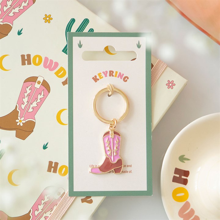 Cowboy Boot Enamel & Metal Keyring