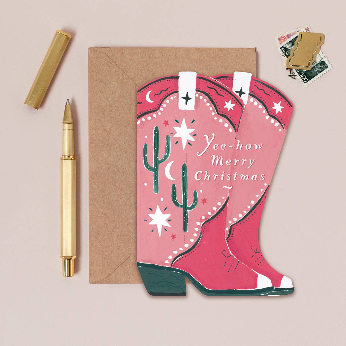 Sister Paper Co. - Cowboy Boots Christmas Card | Christmas Greeting Cards PYX01