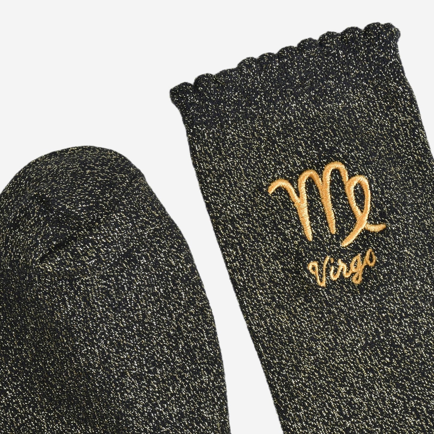Sock Talk - Women's Glitter Socks - Black/Gold, Zodiac Virgo