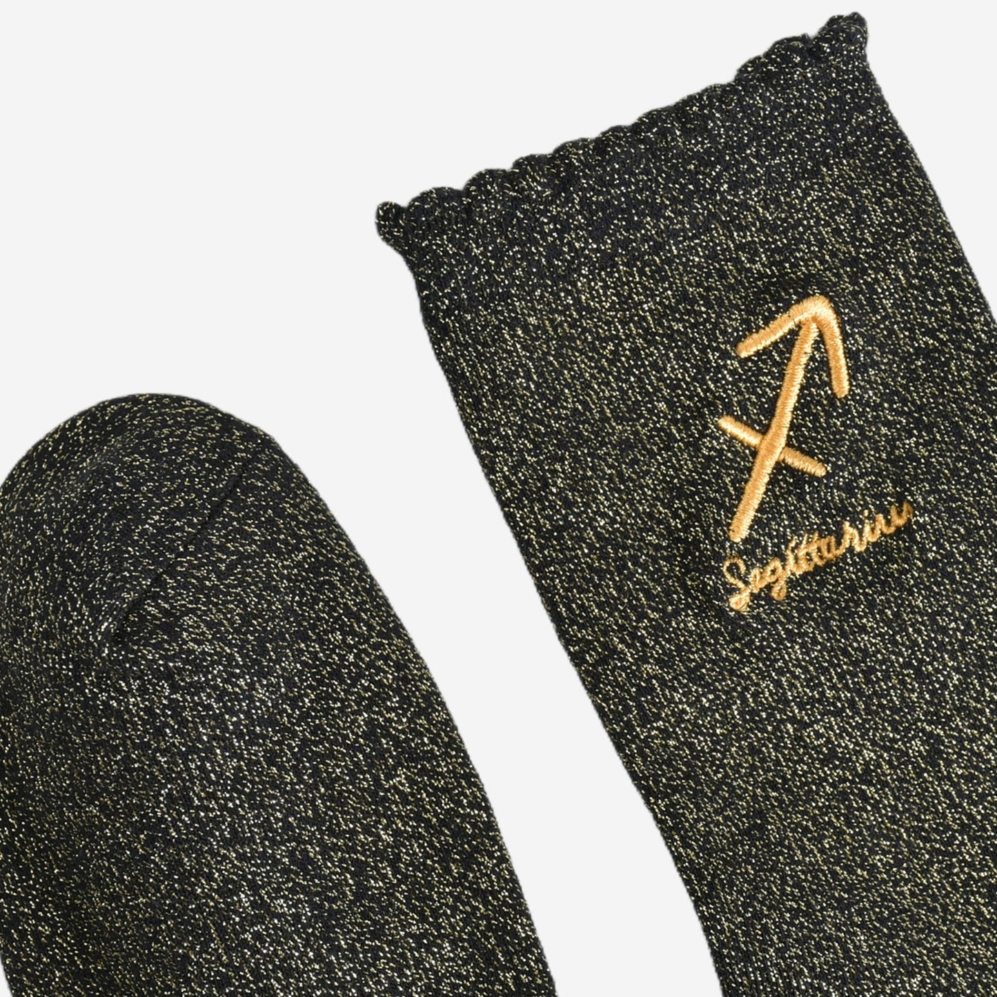Sock Talk - Women's Glitter Socks - Black/Gold, Zodiac Sagittarius
