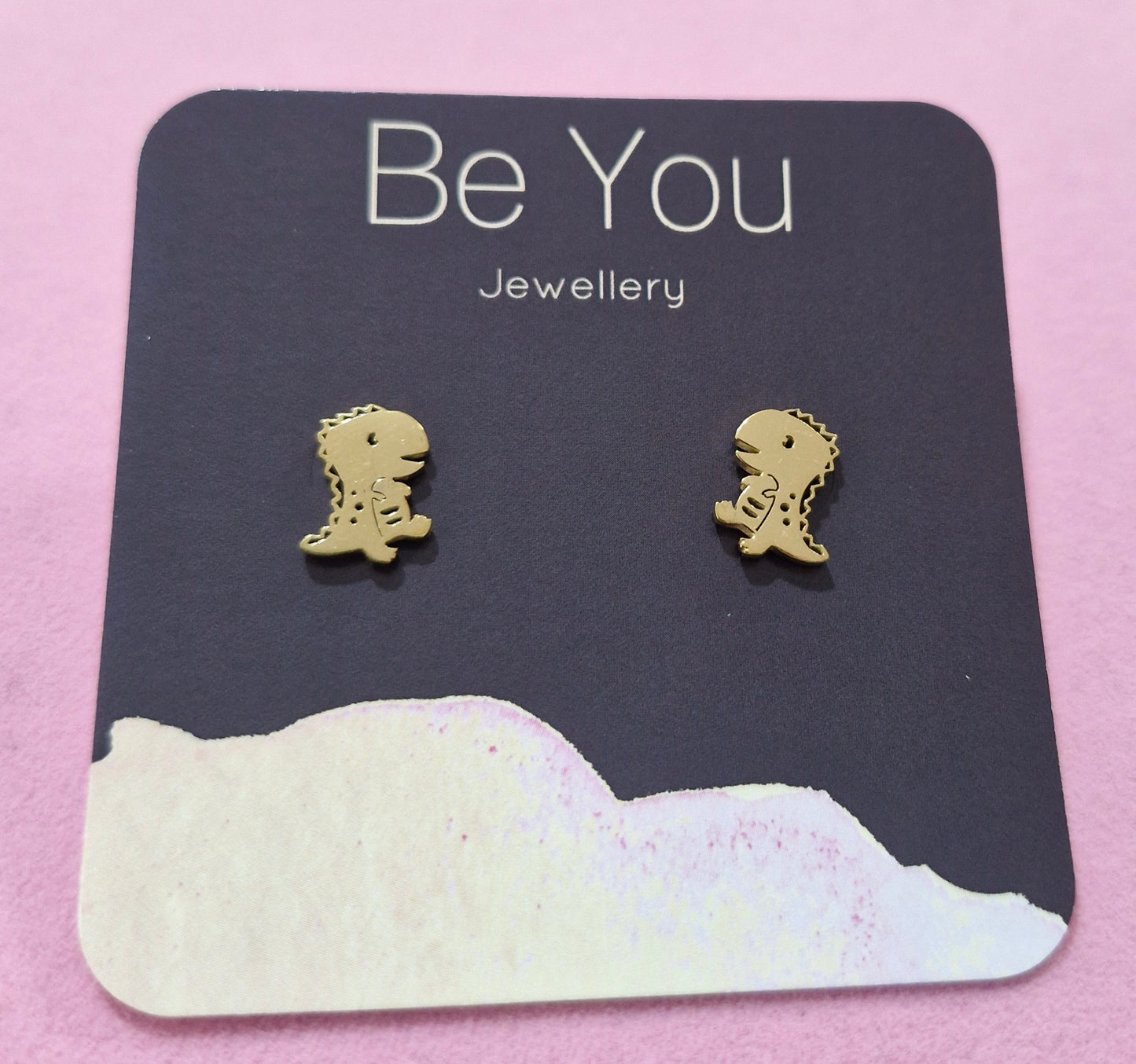Stainless Steel Gold Stud Dinosaur BUGS26