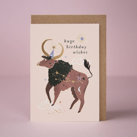 Sister Paper Co. - Bull Zodiac Birthday Card | Taurus Star Sign | Astrology ZDC04