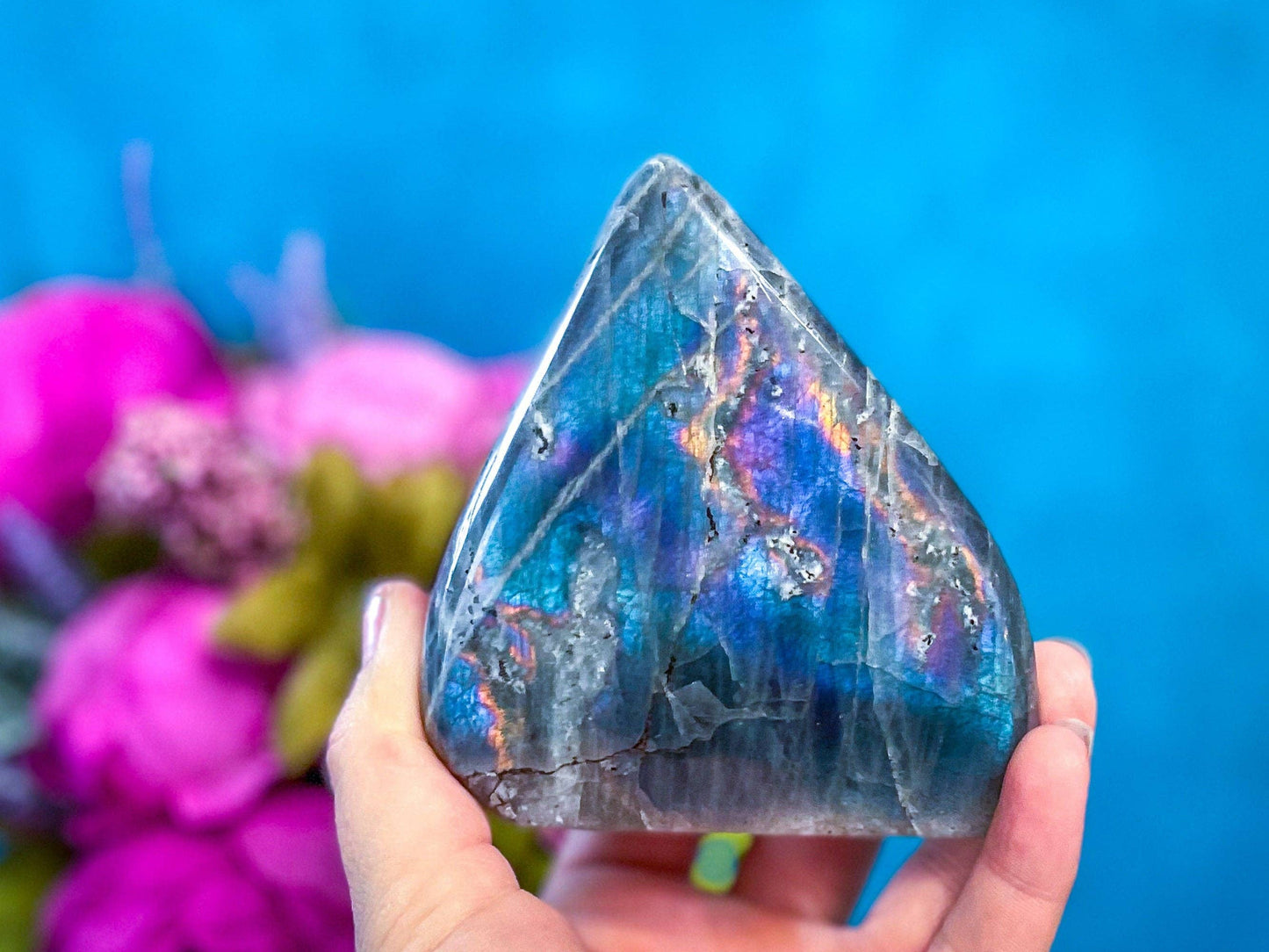 Purple Labradorite crystal Freeform, Rainbow Labradorite, Wh: 250-299g