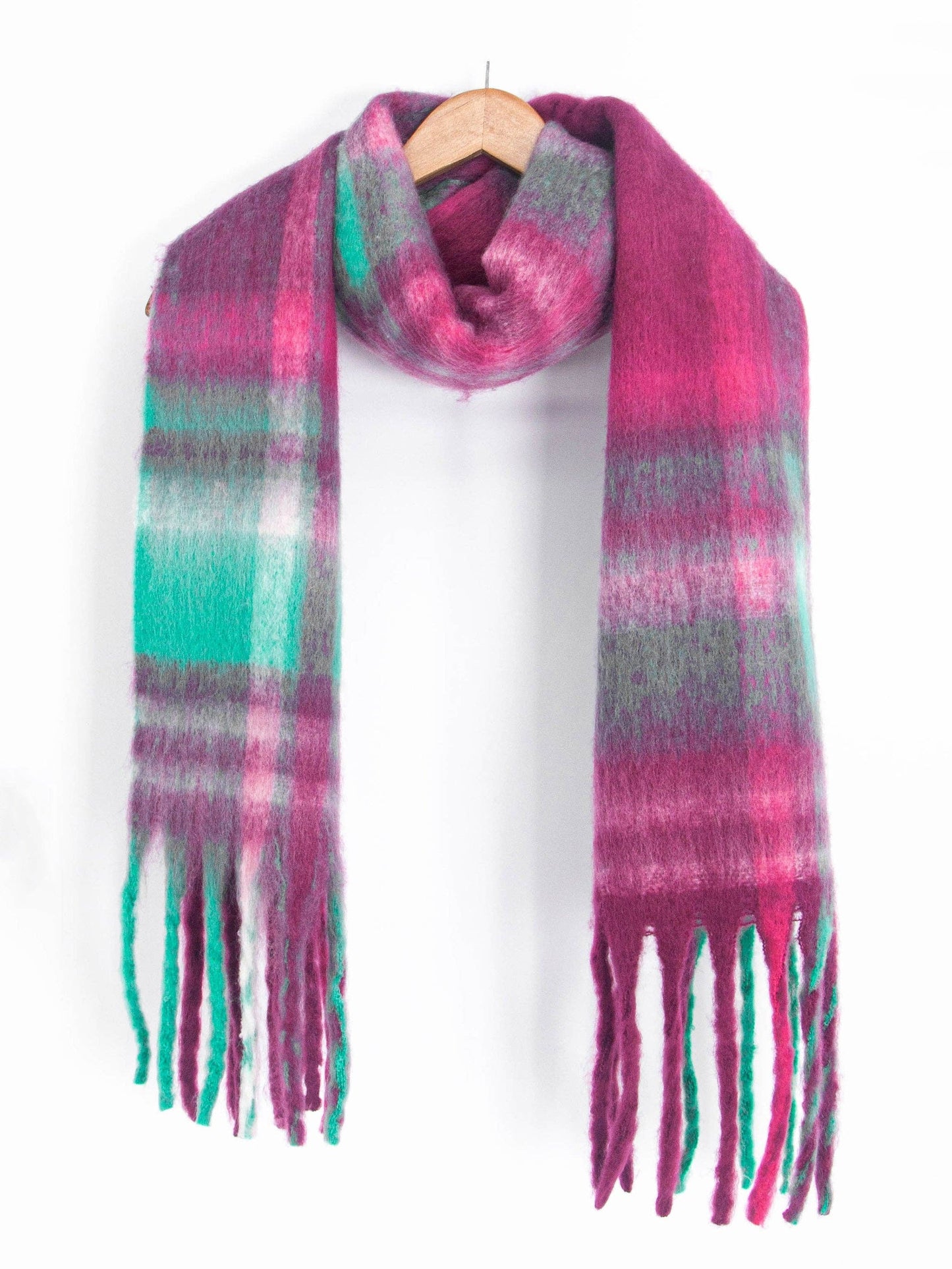 Sarta Accessories - Amy Heavyweight Scarf - Raspberry, Traditional Check: One-size