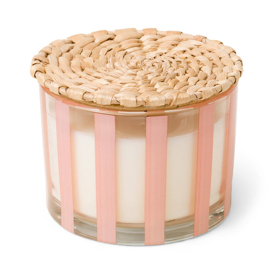 Al Fresco Striped Glass Candle (340g) - Peach - Pepper & Plum