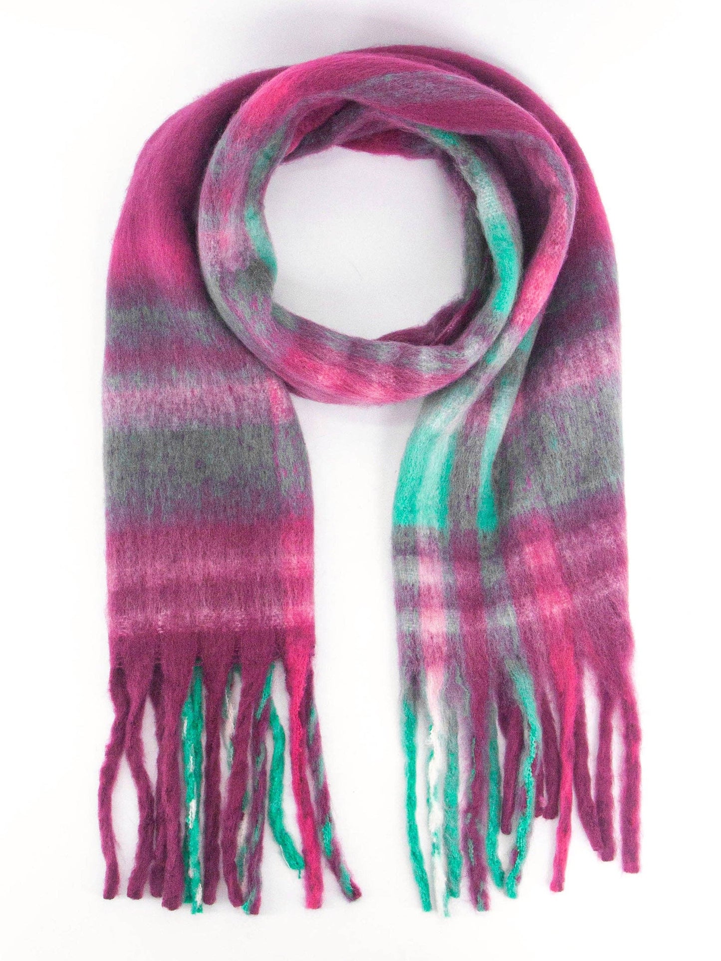 Sarta Accessories - Amy Heavyweight Scarf - Raspberry, Traditional Check: One-size