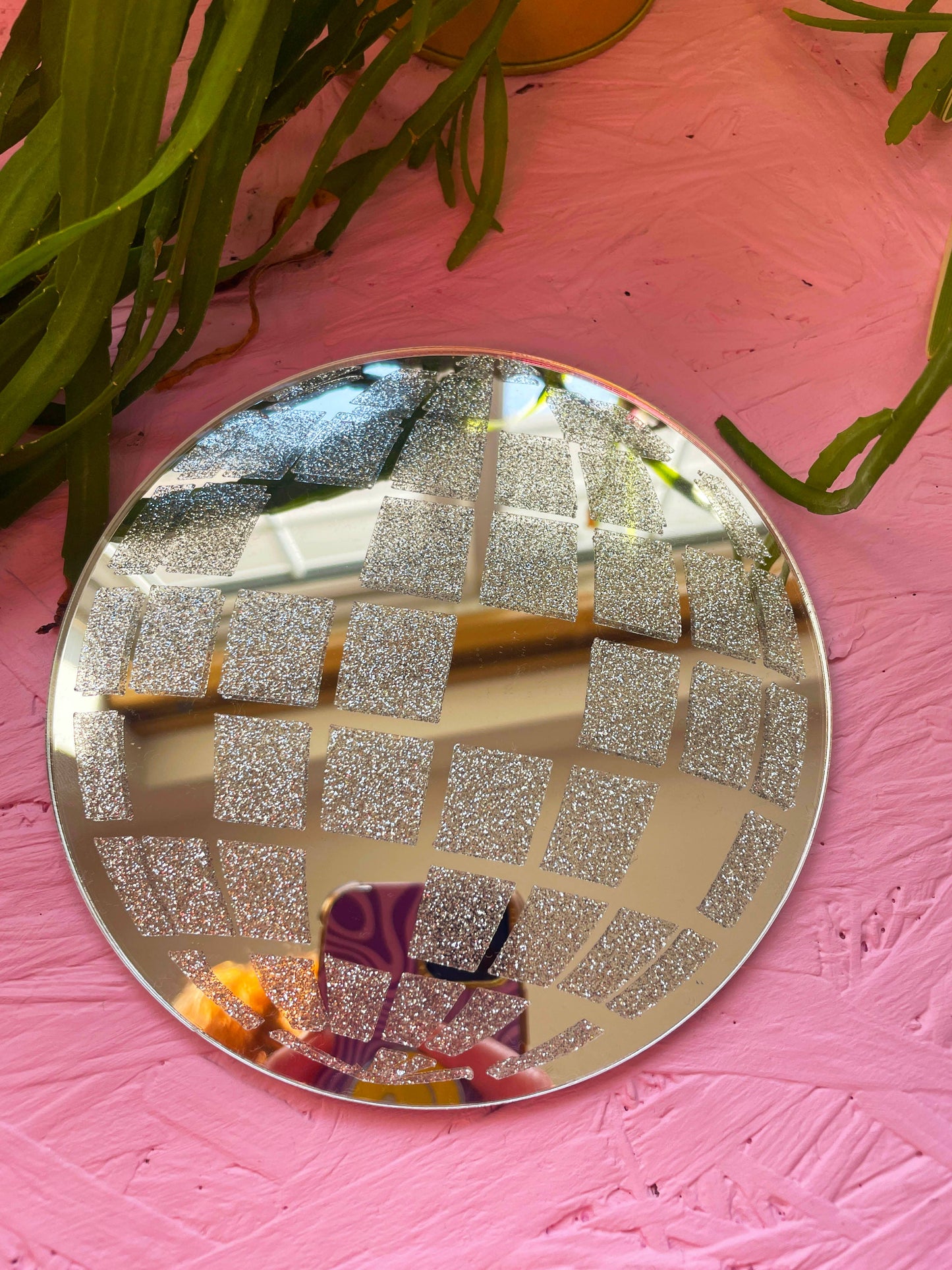 Printed Weird - Retro Disco Ball Mini Mirror: Silver Glitter