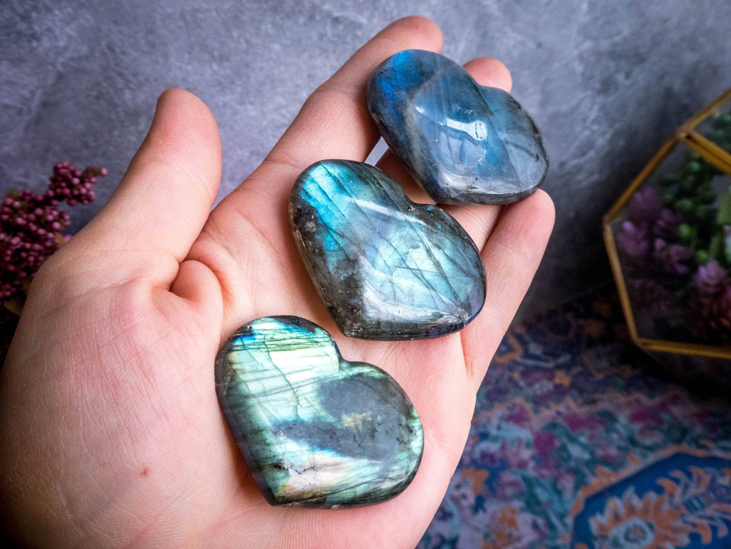 Ethically Sourced Labradorite Heart 2-3 cm