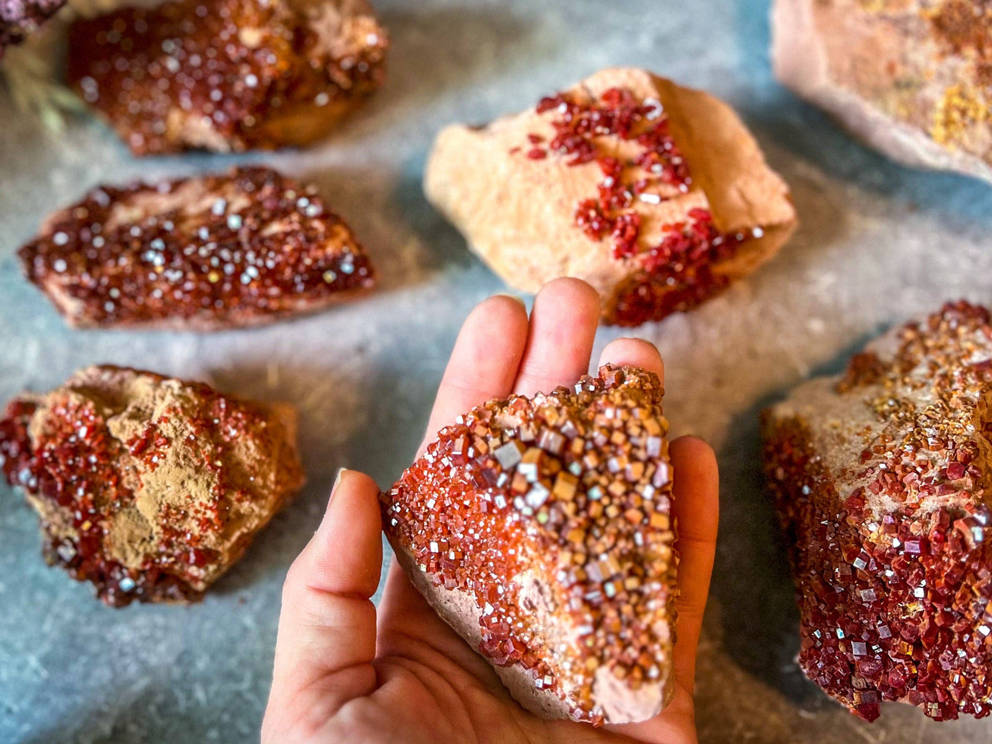 Vanadinite Cluster Specimens: 25-49 grams