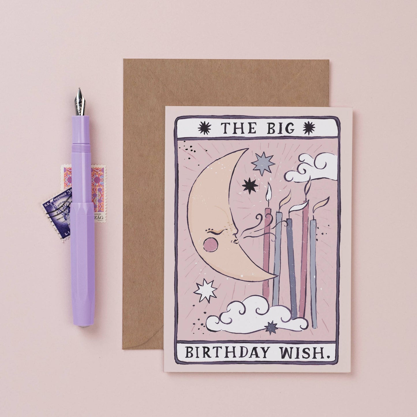 Sister Paper Co. - Tarot Moon Birthday Card | Unisex Birthday Card | Moon Tarot TAC20