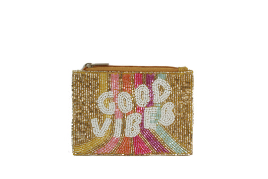 Nima Accessories Inc - Ladies Beaded GOOD VIBES Theme Card Holder