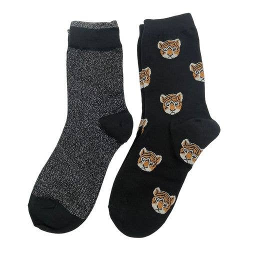 Sixton London - Black tiger face & black Tokyo sock box duo: With lightning bolt pin