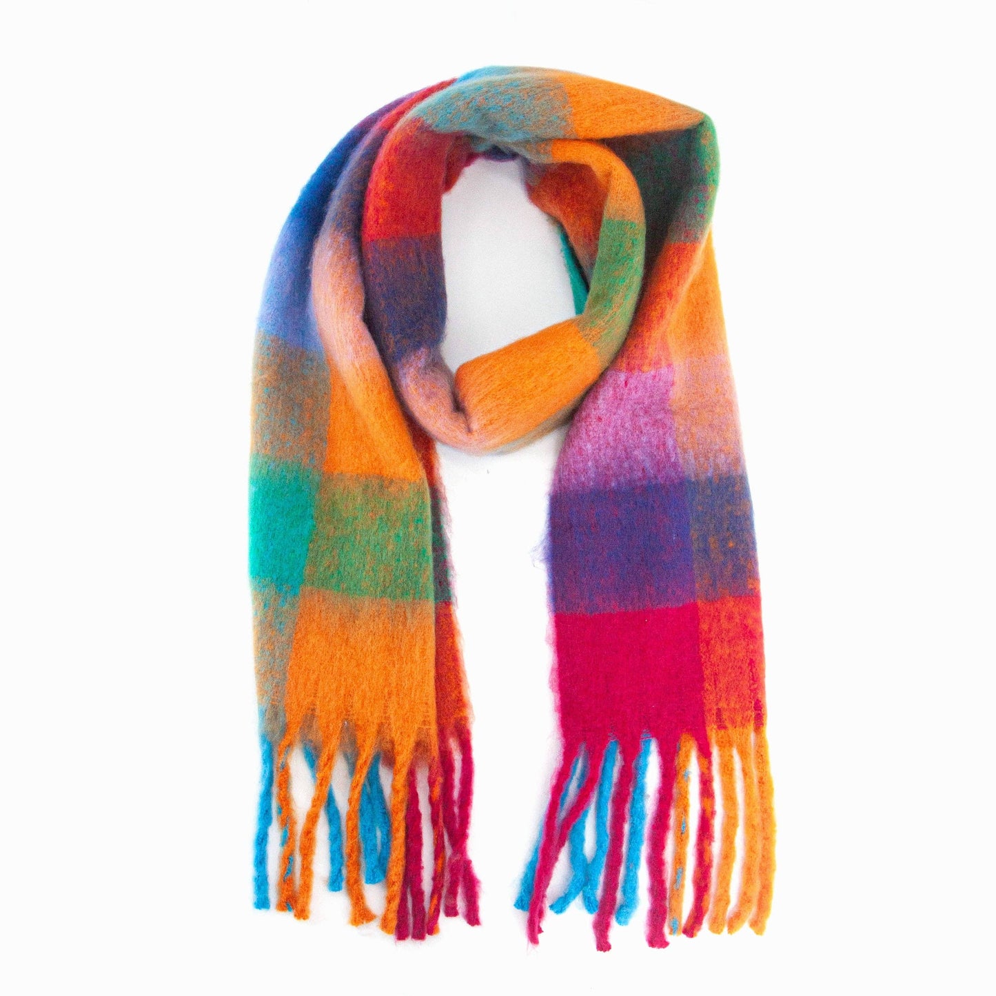 Sarta Accessories - Sara Heavyweight Scarf - Blue/Orange, Check: One-size