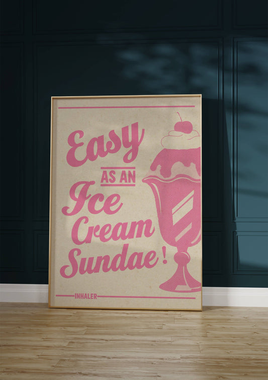 Twisted Rebel Designs - 'Easy As An Ice cream Sundae' Print: Pink / A5