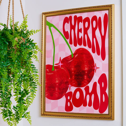 Printed Weird - Cherry Bomb Wall Print: A4