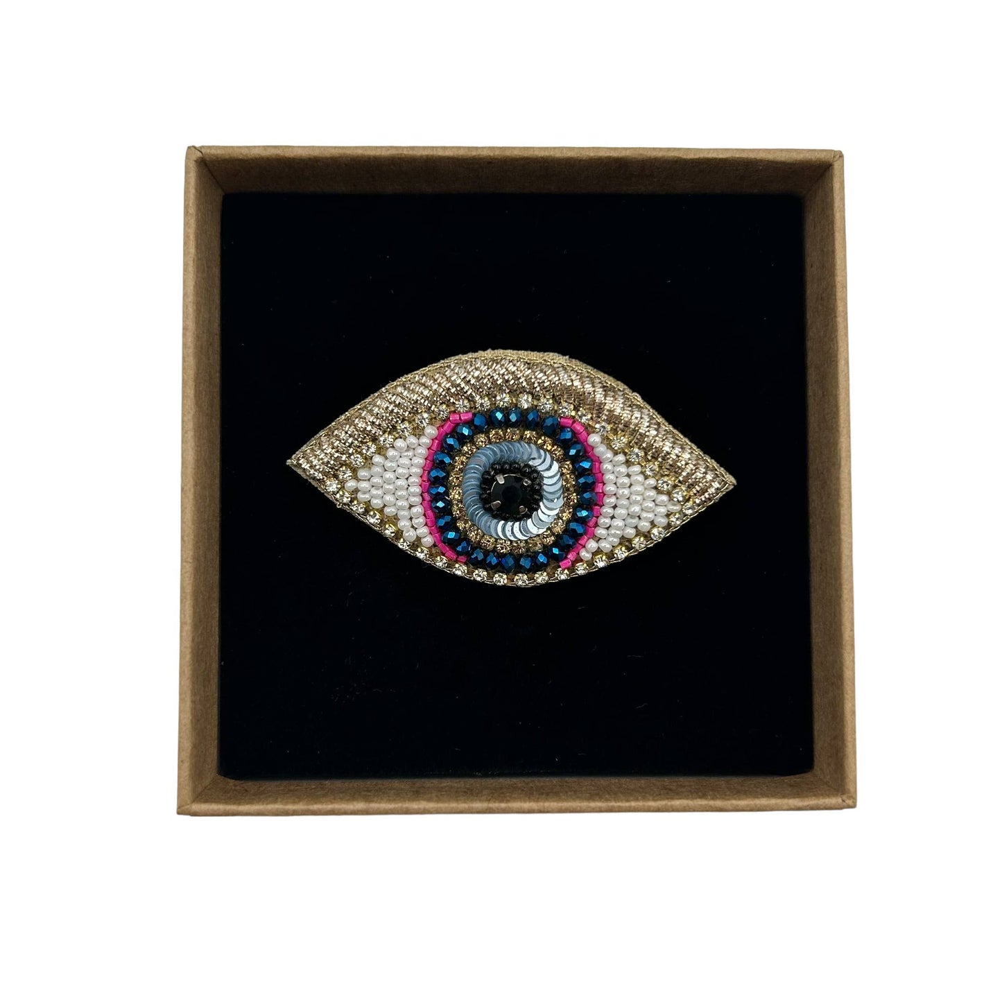 Sixton London - Golden eye pin / beaded brooch