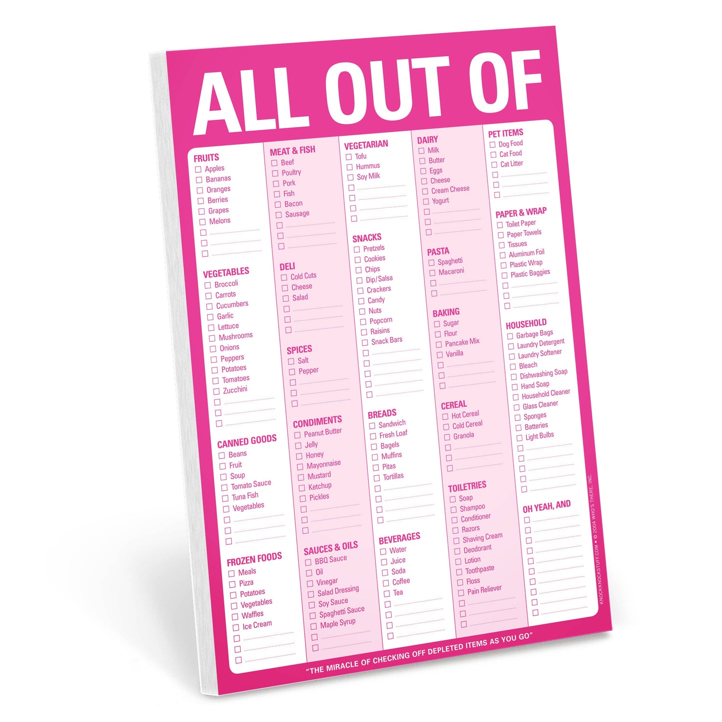 Knock Knock UK - Knock Knock Pad: All Out Of Pad Pink (with magnet)