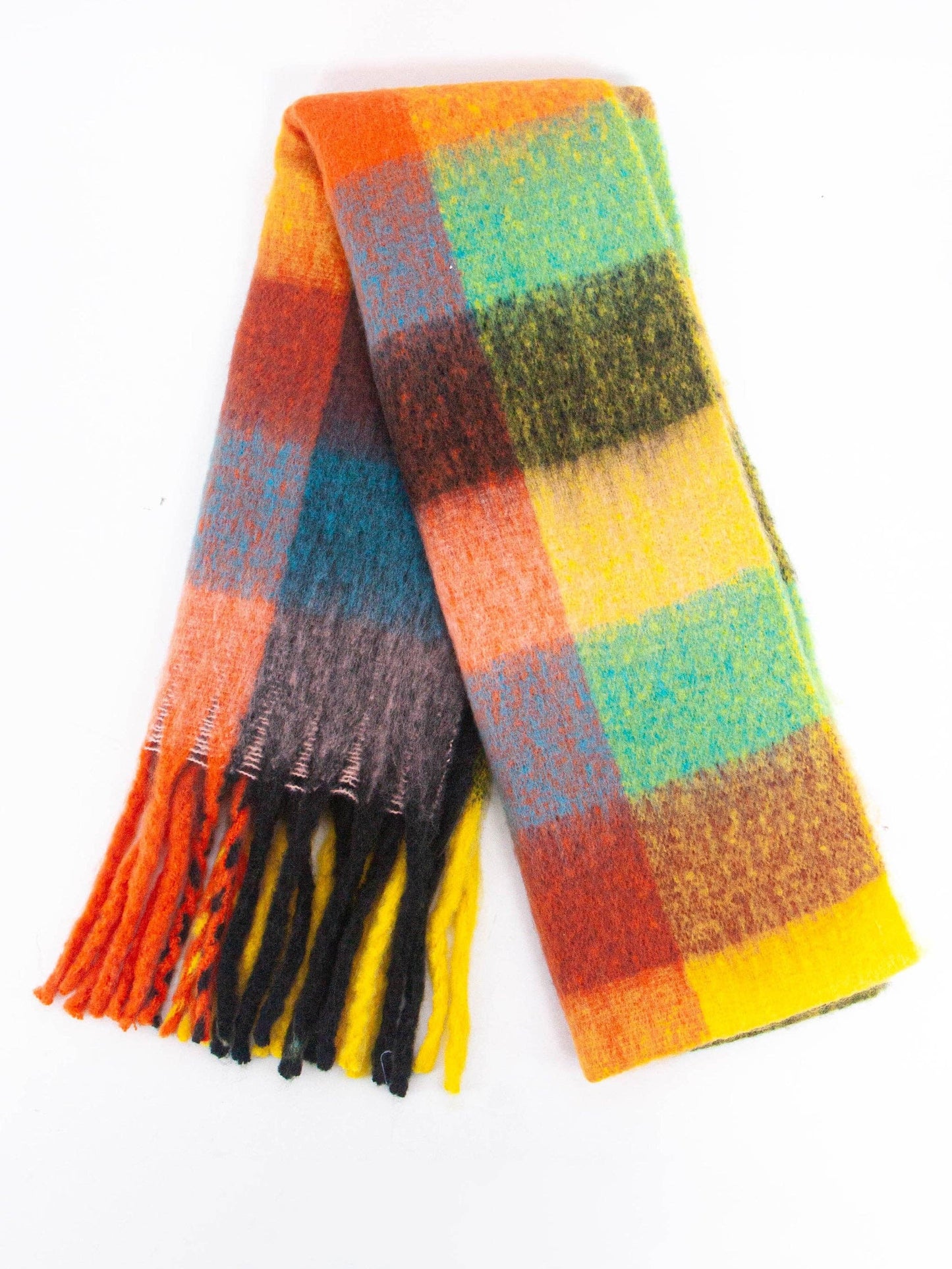 Sarta Accessories - Allie Heavyweight Scarf - Orange/Multi, Square Colour Block: One-size