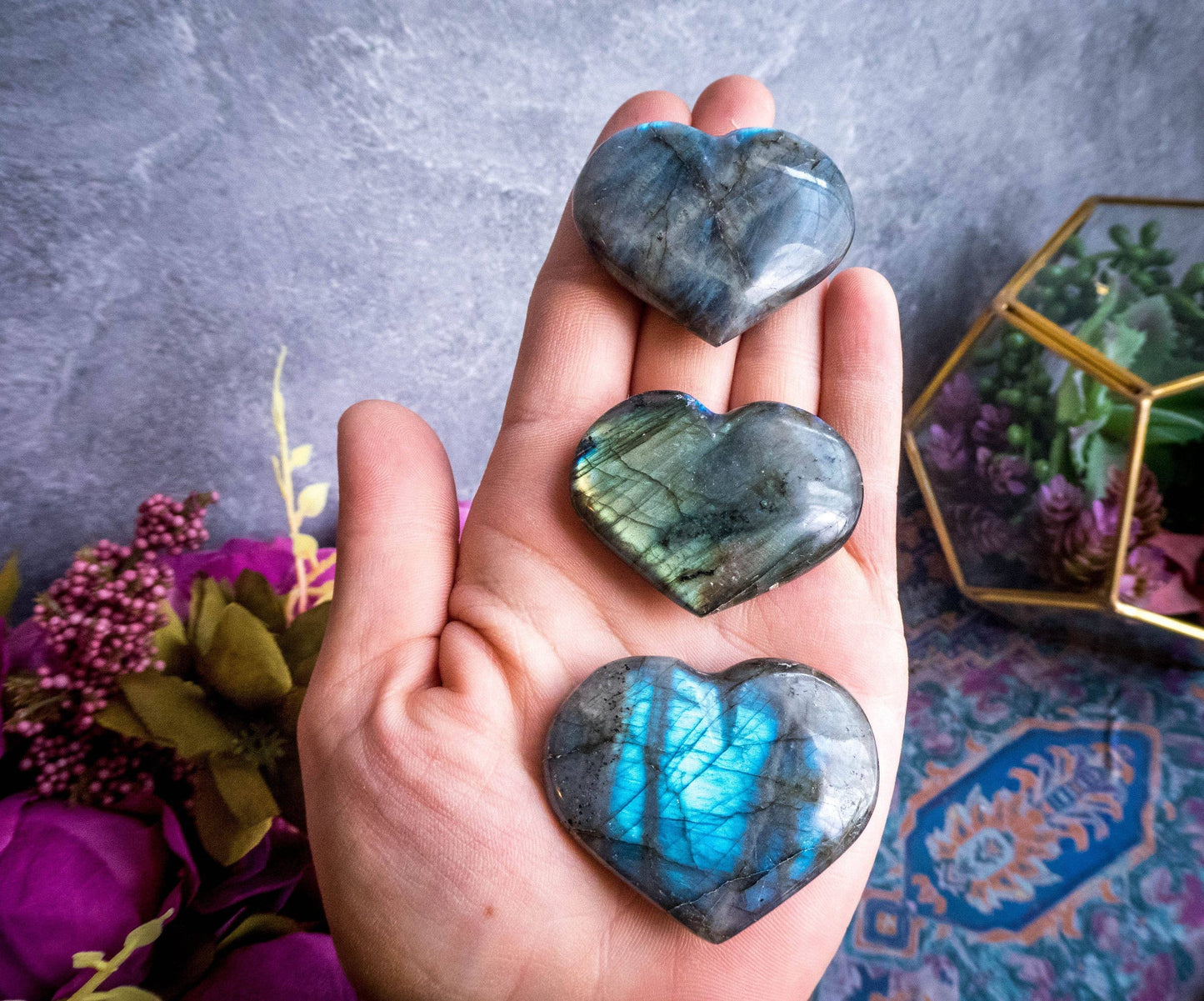 Ethically Sourced Labradorite Heart 2-3 cm