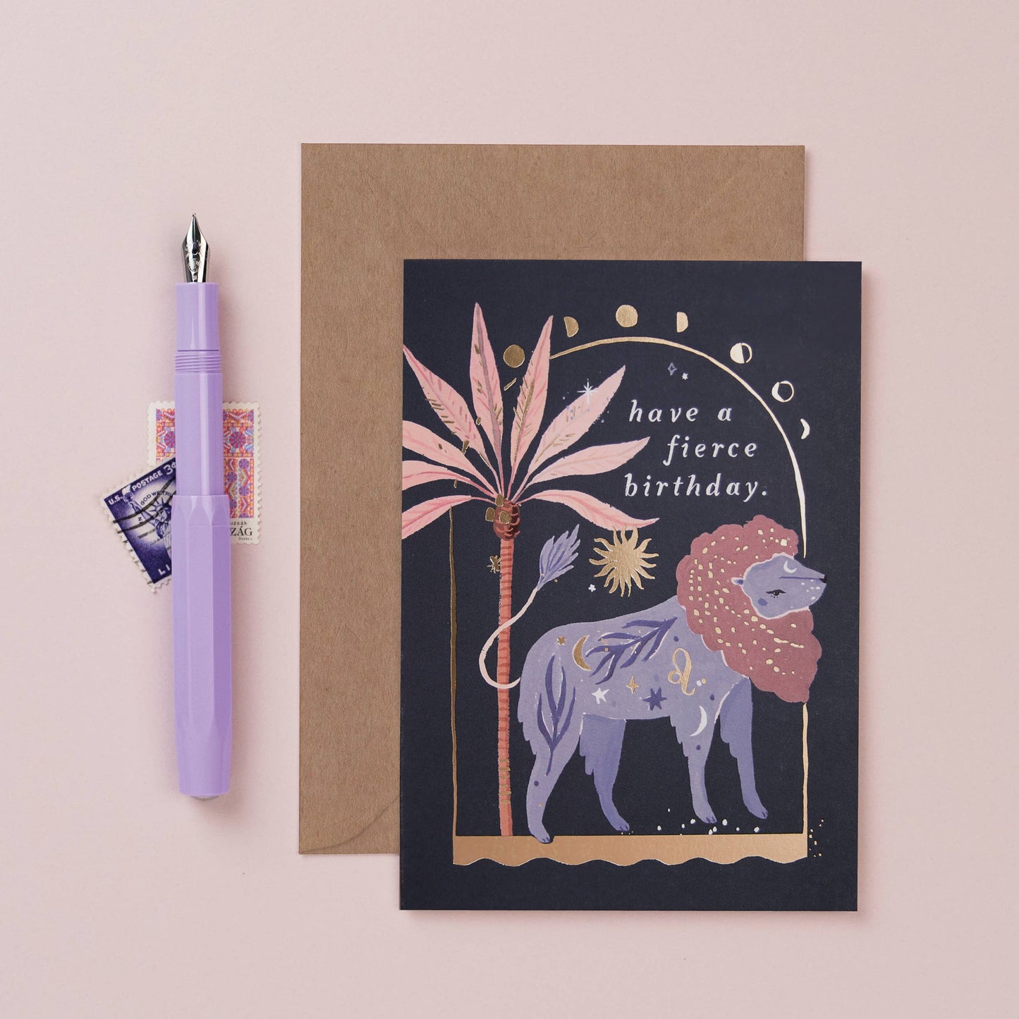 Sister Paper Co. - Lion Zodiac Birthday Card | Leo Star Sign | Astrology Cards ZDC02