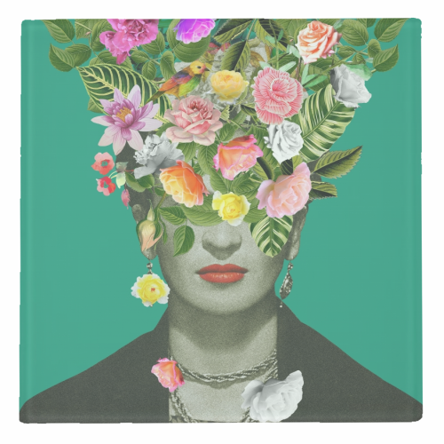 ART WOW - Coasters 'Frida Floral (Green)': Cork