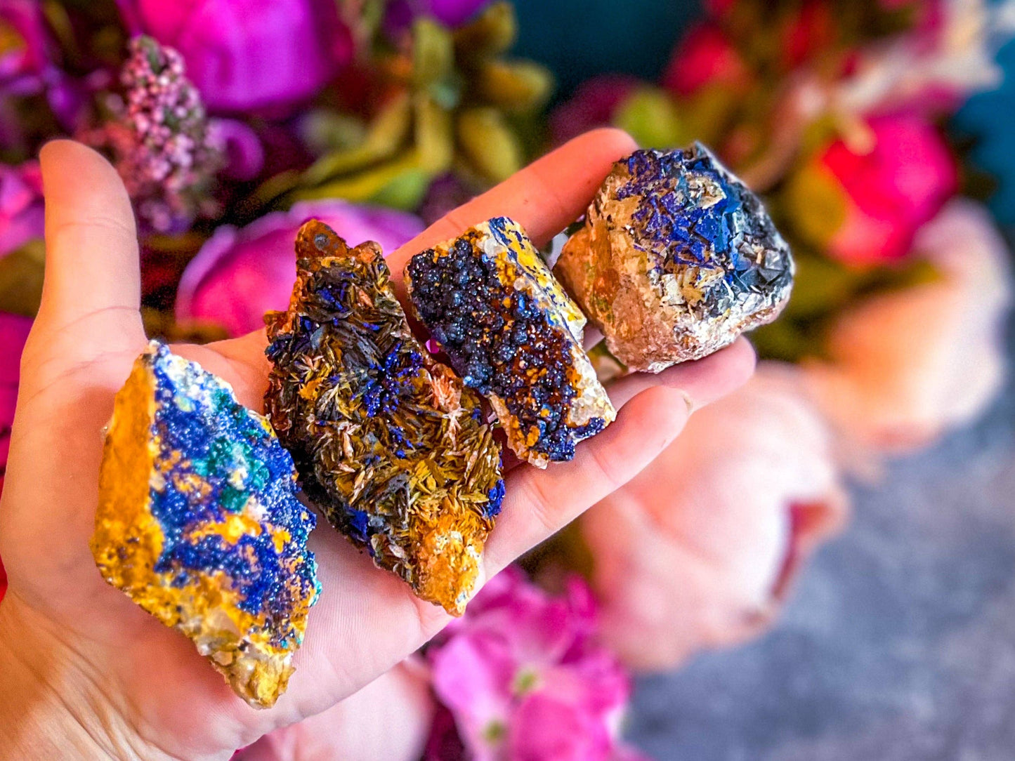 Raw Azurite Clusters from Morocco: 25-49 grams