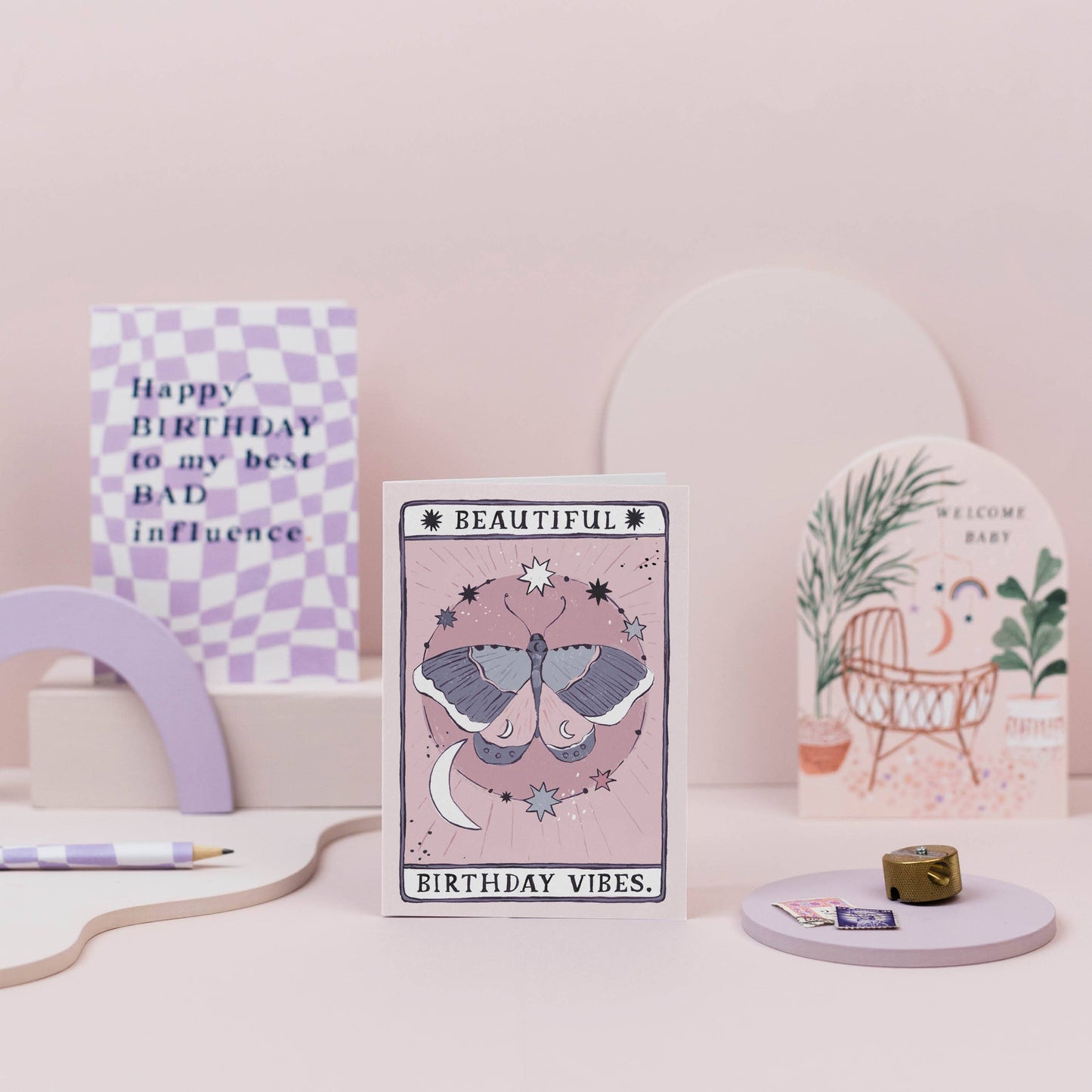 Sister Paper Co. - Moth Birthday Vibes Card | Birthday Card | Tarot Cards TAC16