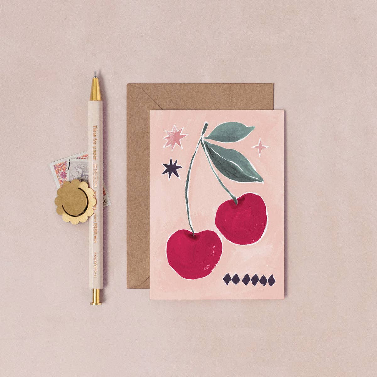 Sister Paper Co. - Cherries Mini Card | Petite Cherry Greetings Card | Birthday