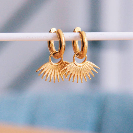 Bazou - Stainless steel wide hoop with fan - gold