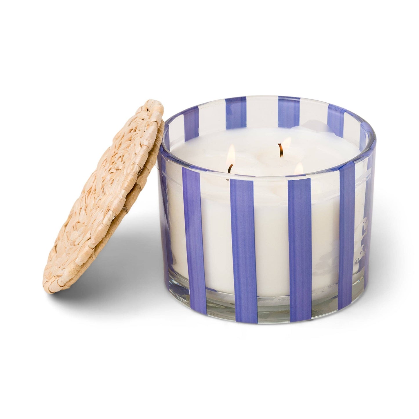 Designworks Collective - Paddywax Al Fresco Striped Glass Candle - Rosemary&Sea Salt