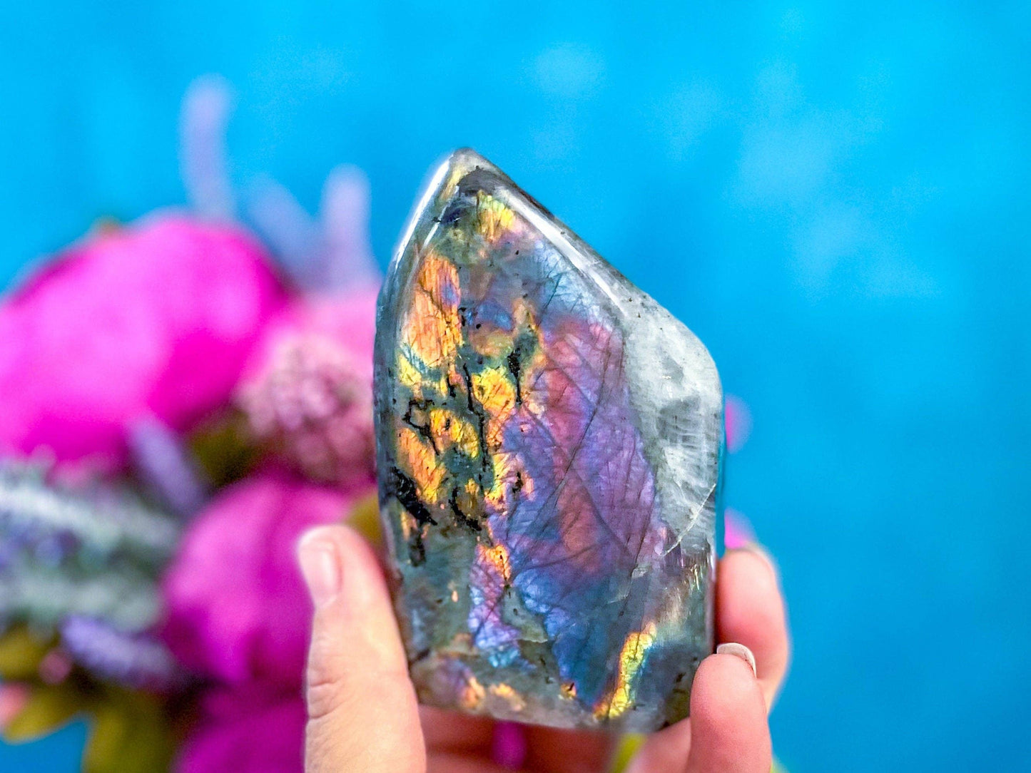 Purple Labradorite crystal Freeform, Rainbow Labradorite, Wh: 250-299g