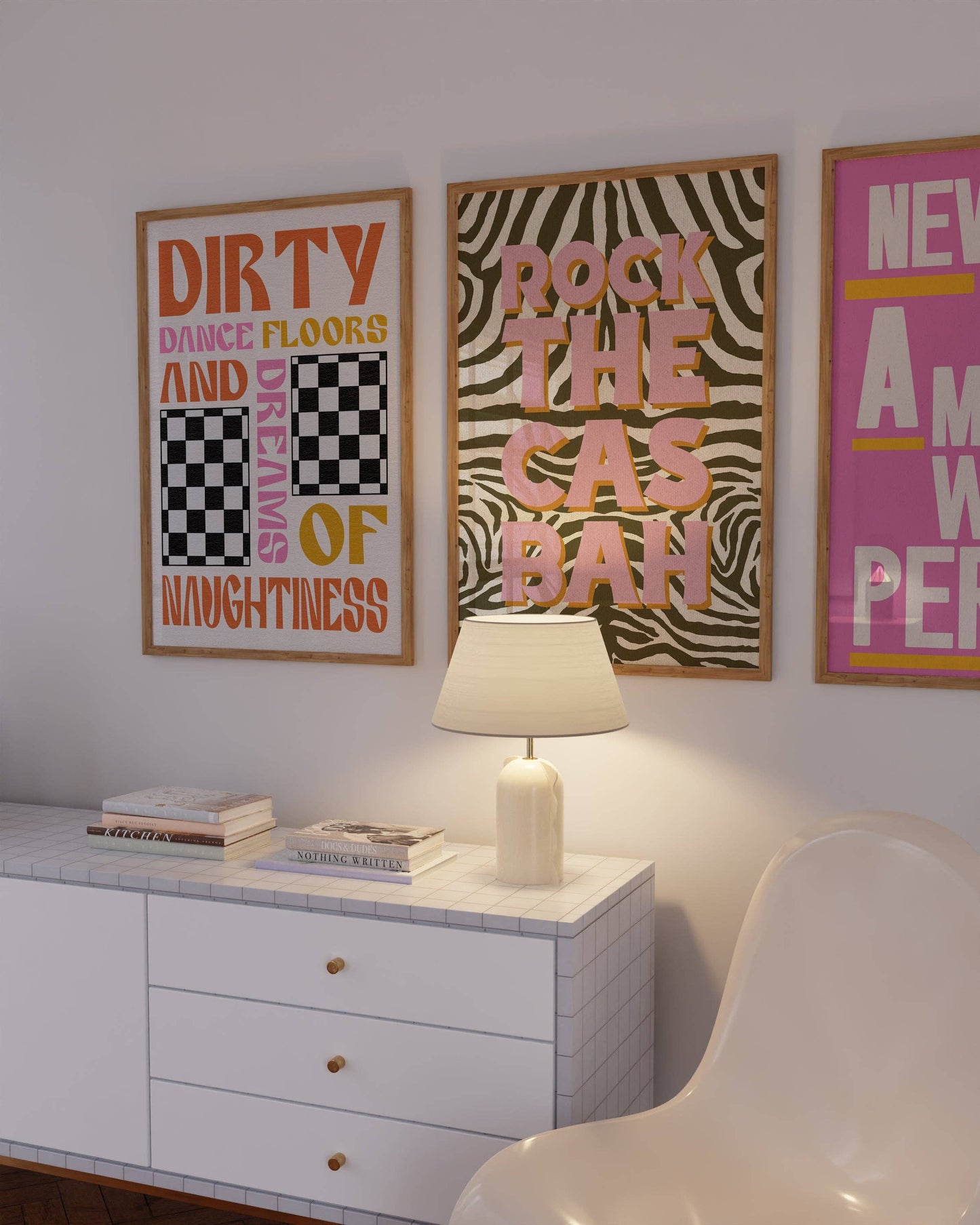 Twisted Rebel Designs - 'Dirty Dance Floors' Print: Black & Orange & Pink / A5