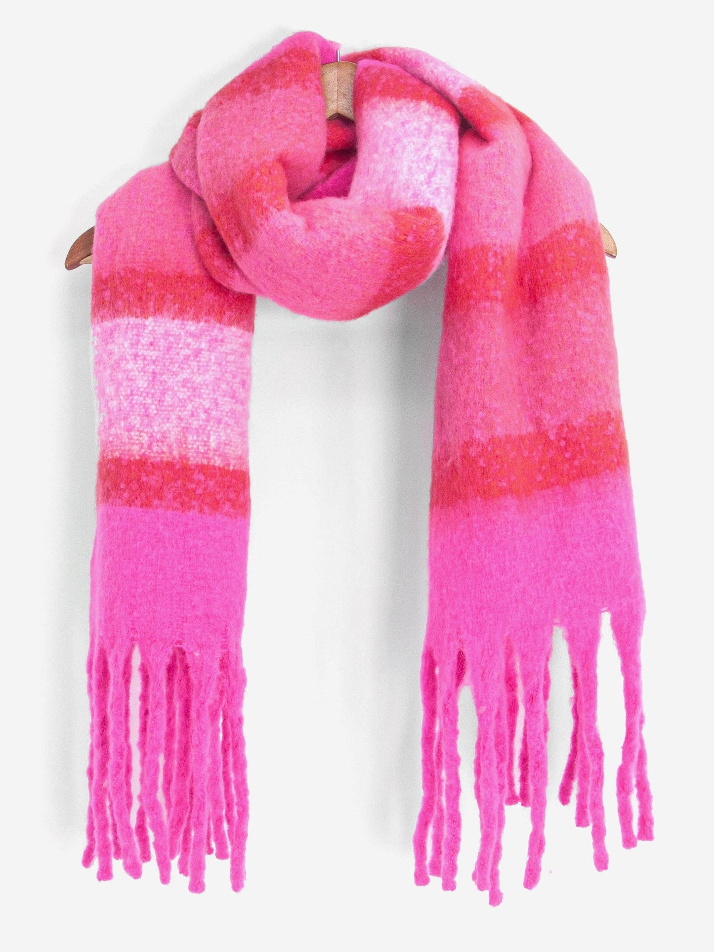 Sarta Accessories - Blair Heavyweight Scarf - Fuchsia, Colour Block Stripe: One-size